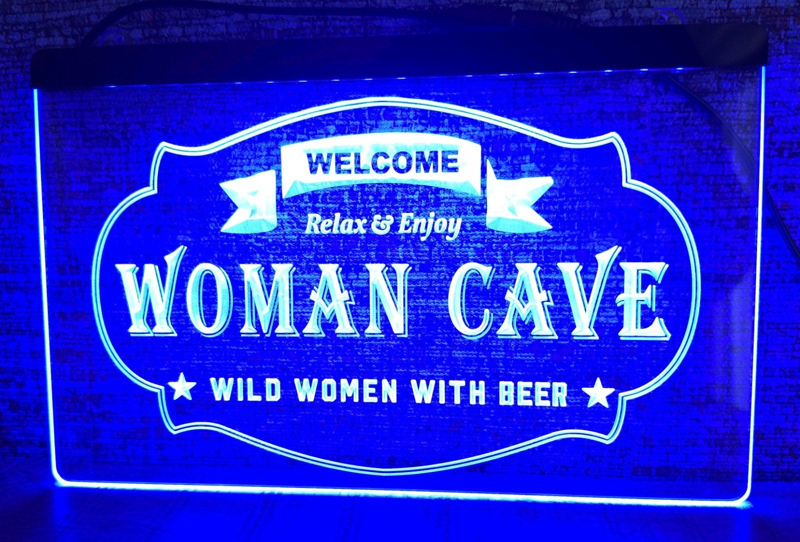 WOMANCAVE 3D ledverlichting, lamp,lichtbak, Ophalen of Verzenden, Nieuw, Lichtbak of (neon) lamp