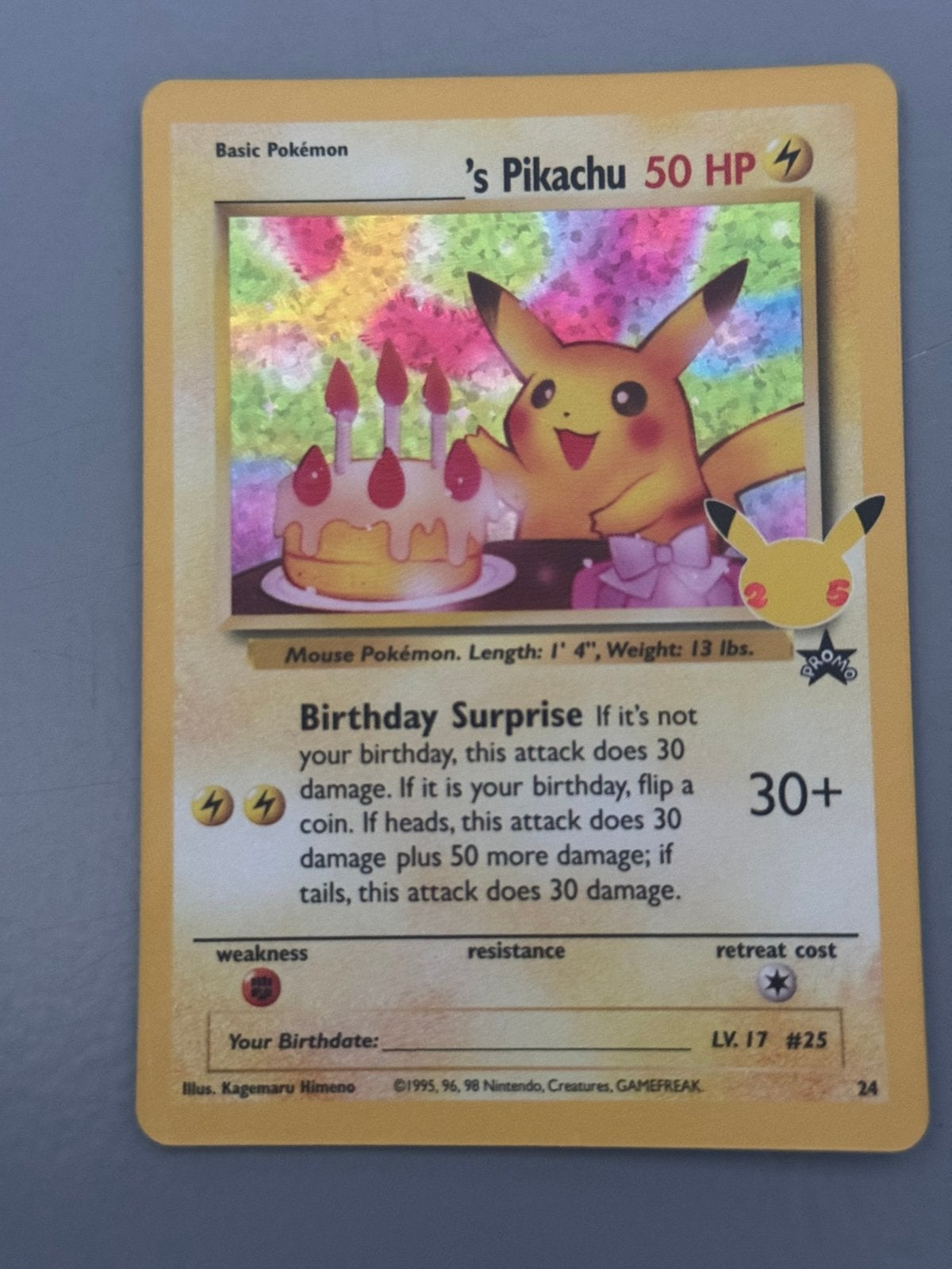 Birthday pikachu promo the wizards black star, Ophalen of Verzenden, Nieuw