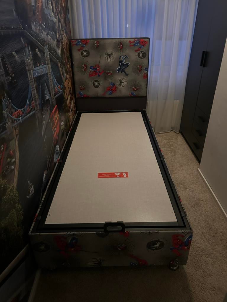 Spider-Man Boxspring 90x200 - Kinderbed, Ophalen, 90 cm, Eenpersoons, Zo goed als nieuw