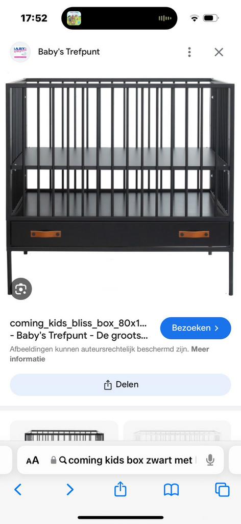 Zwarte stalen box 80x100cm, Kinderen en Baby's, Boxen, Ophalen, Zo goed als nieuw, Lade