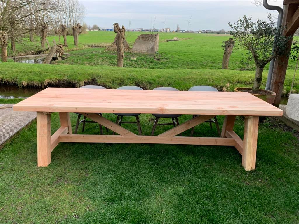 Robuuste XXL douglas tuintafel tuinverlichting plantenbak, Ophalen of Verzenden, Nieuw, Rechthoekig, Hout