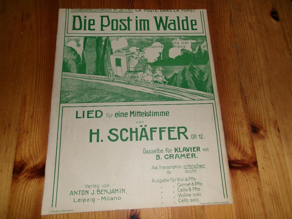 Die Post om Walde - H. Schaffer / B. Cramer, Muziek en Instrumenten, Bladmuziek, Gebruikt, Ophalen of Verzenden, Artiest of Componist