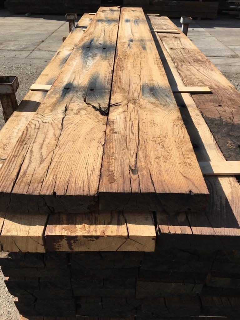 Onbehandelde Gebruikte Spoorbielsplanken - Karakteristiek!, Ophalen, 200 cm of meer, Zo goed als nieuw, Platenburg
