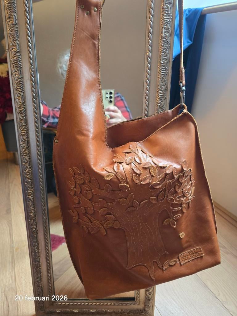 Unieke leren crossover tas, Ophalen of Verzenden