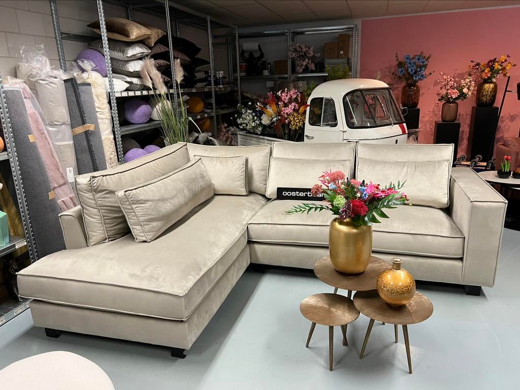 Luxe Velvet Hoekbank King 220x290cm NIEUW - UNIEK, 250 tot 300 cm, Info@oosterbaanwonen.nl, Hoekbank, Nieuw