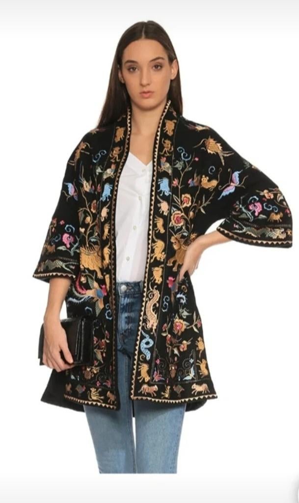 Jas, kimono, Kleding | Dames, Jassen | Winter, Ophalen, Zo goed als nieuw, Maat 38/40 (M), Zwart