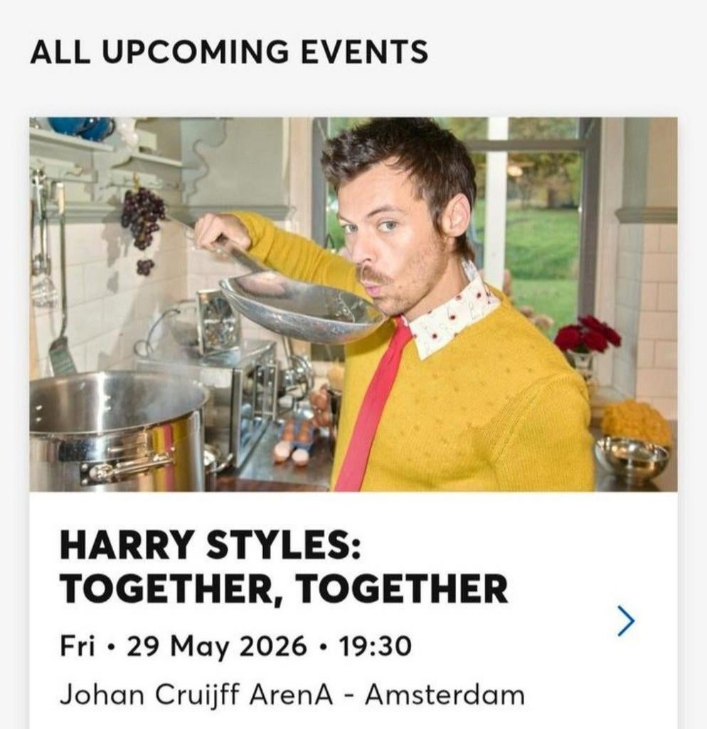 Harry Styles concert kaarten 29 mei, Drie personen of meer, Mei