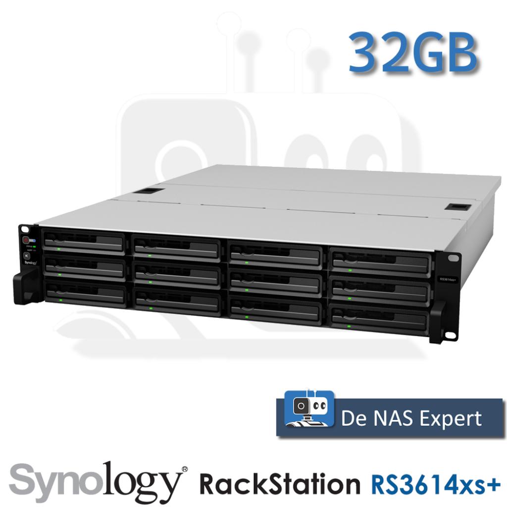 NAS Synology RS3614xs+ 32GB, uniek met DSM 7.3.2, Computers en Software, NAS, Refurbished, Ophalen of Verzenden