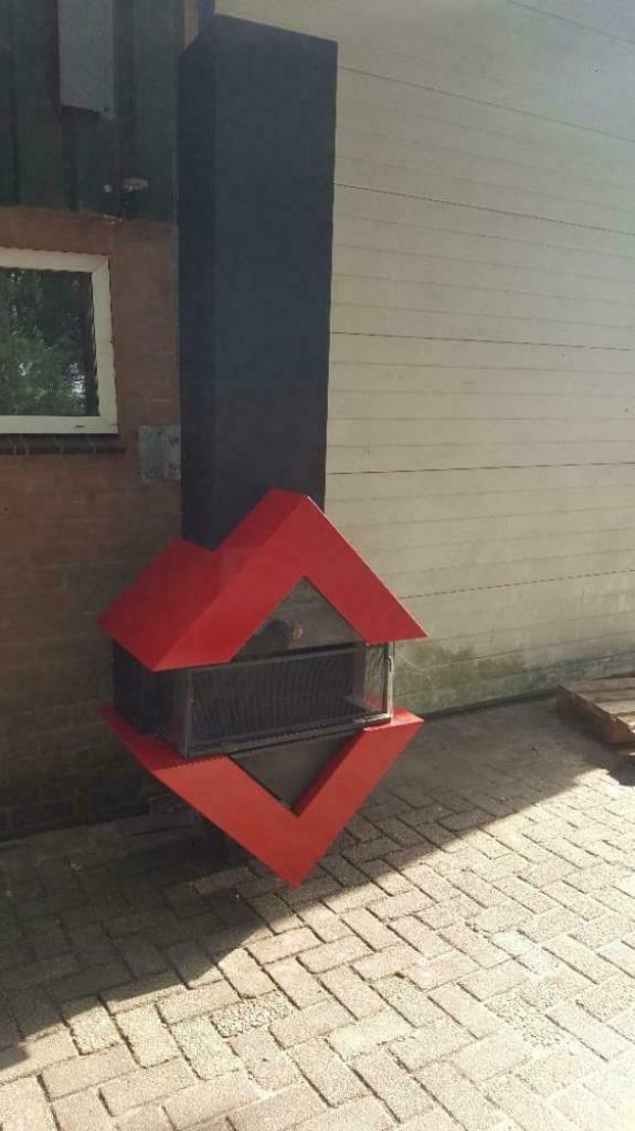 !!! design houtkachel Boley !!!      uniek model vrijstaand, Huis en Inrichting, Kachels, Ophalen, Gebruikt, Hout, Vrijstaand