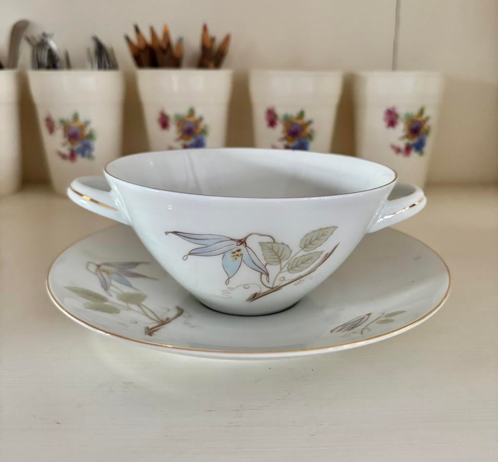 Soepkom met schotel Arzberg, Antiek en Kunst, Antiek | Servies los, Ophalen of Verzenden