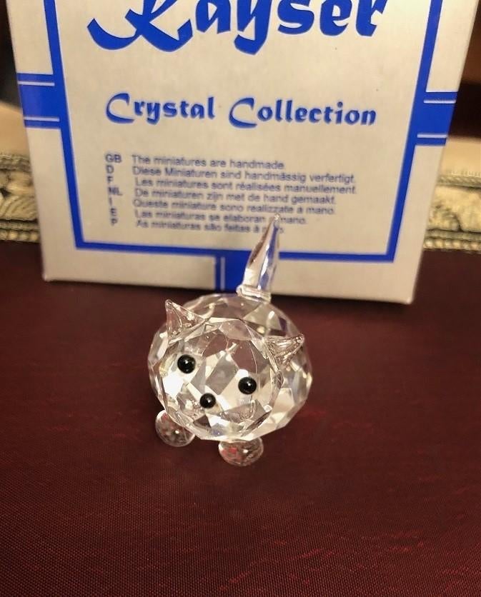 Kristallen beeldje poes swarovski - handgemaakt, Verzamelen, Swarovski, Ophalen of Verzenden, Zo goed als nieuw, Figuurtje