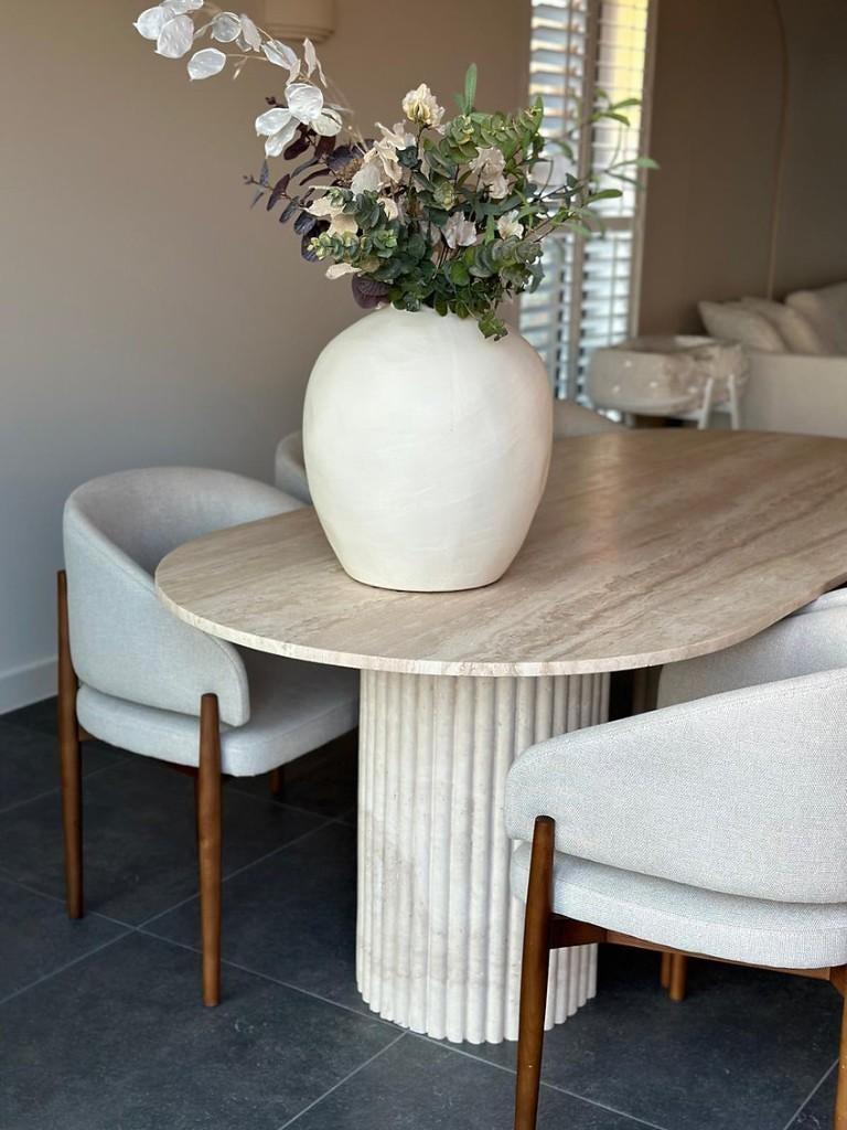 Travertin Eettafel Sorano - 160 t/m 240cm, Huis en Inrichting, Tafels | Eettafels, Ophalen, 50 tot 100 cm, Vijf personen of meer