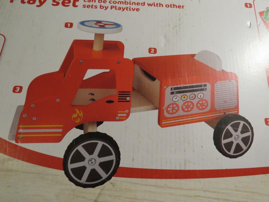 Rode houten loopauto, nieuw in doos, Ophalen of Verzenden, Nieuw, Duw- of Trekspeelgoed