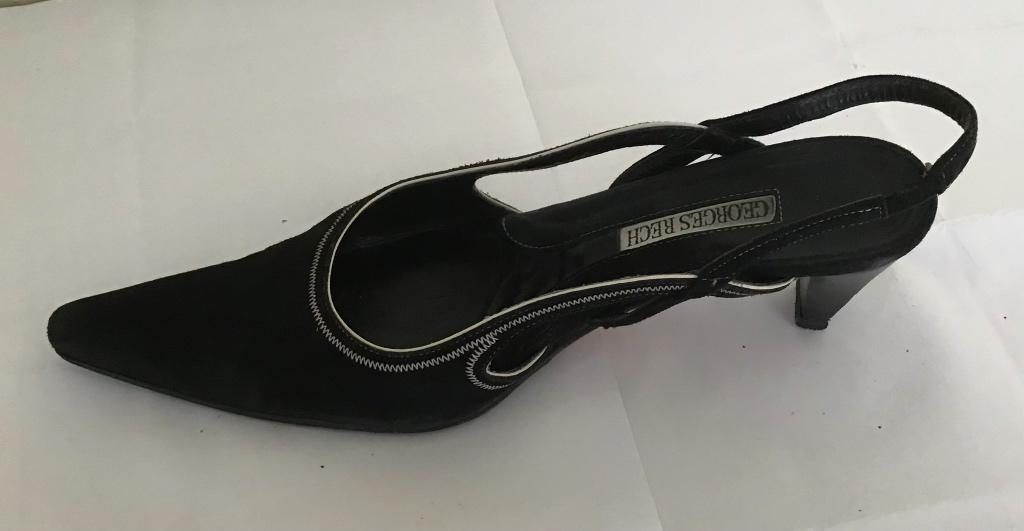 Elegante damesschoenen merk Georges Rech maat 39 1/2, Ophalen of Verzenden, Zo goed als nieuw, Zwart, Sandalen of Muiltjes