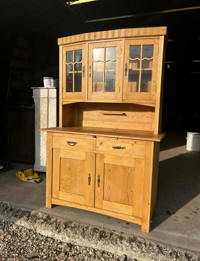 Antiek grenen buffetkast/ 2delig, Huis en Inrichting, Kasten | Buffetkasten, Ophalen, Gebruikt, 100 tot 150 cm, 150 tot 200 cm