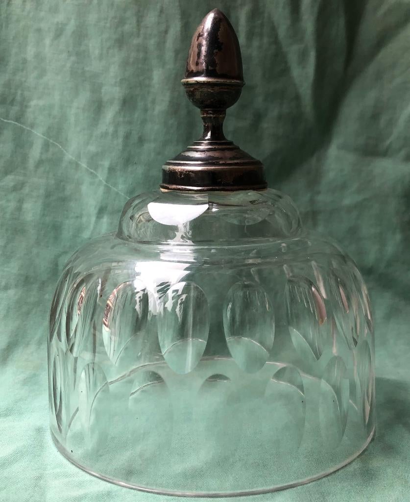Kleine kaas stolp Kristal met zilveren dop, Antiek en Kunst, Antiek | Glas en Kristal, Ophalen of Verzenden