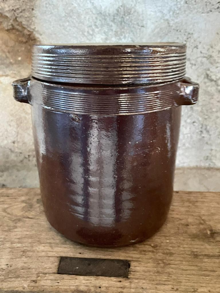 Oude Franse aardewerk voorraadpot uit Frankrijk, Antiek en Kunst, Curiosa en Brocante, Ophalen of Verzenden