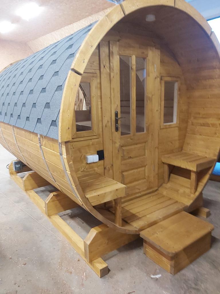 luxe degelijke barrel sauna s van 2-6 meter ruime sta hoogte, Ophalen, Nieuw, Fins of Traditioneel, Complete sauna