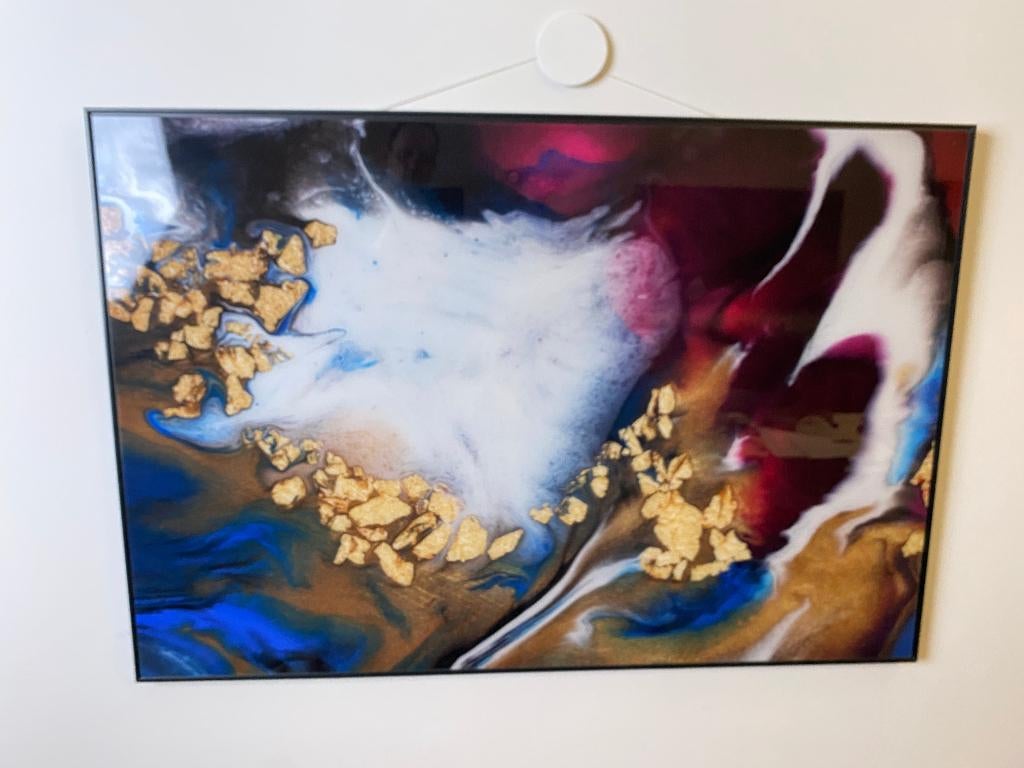 Groot Modern Abstract Schilderij – Fluid Art – 115 x 80 cm, Ophalen, Zo goed als nieuw, Schilderij, 100 tot 125 cm