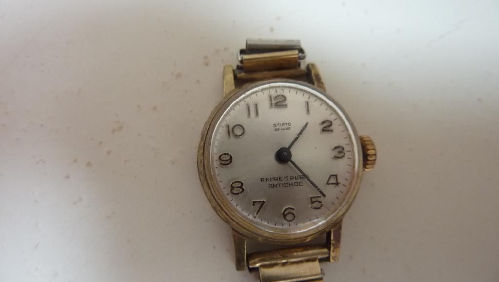 Vintage Stipto de Luxe dames horloge, Overige merken, Staal, Met bandje, Polshorloge