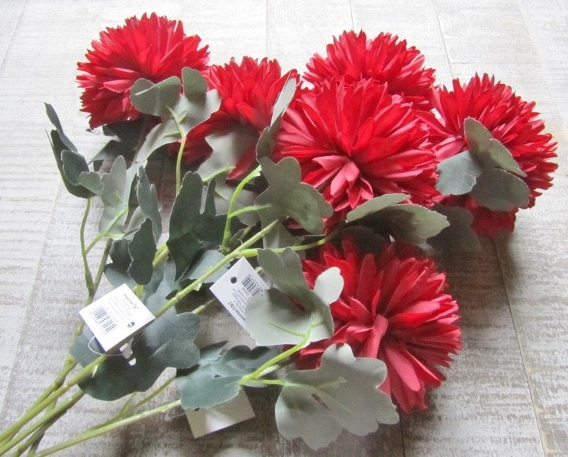 POMPOM KUNST CHRYSANT - ROOD - KOOPJE, Ophalen of Verzenden, Nieuw