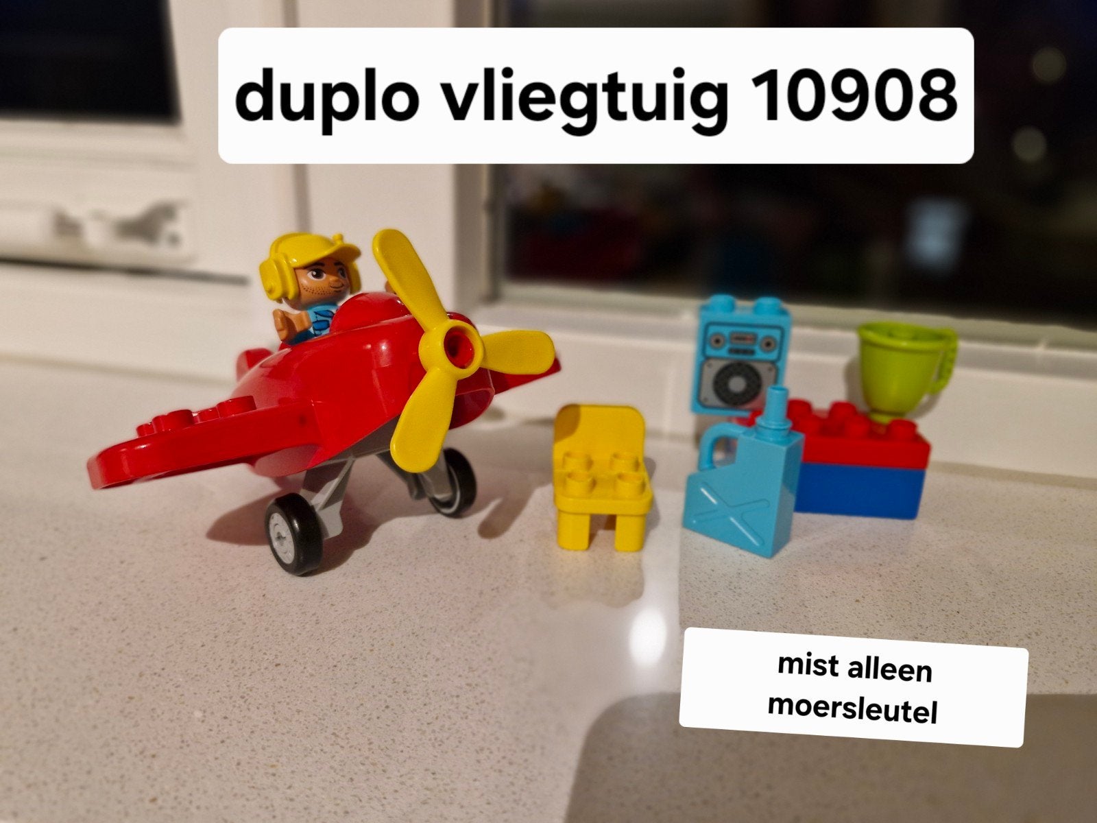 LEGO Duplo Vliegtuig 10908 - Mist alleen moersleutel, Inclusief minifiguren, Gebruikt, Ophalen of Verzenden, Duplo