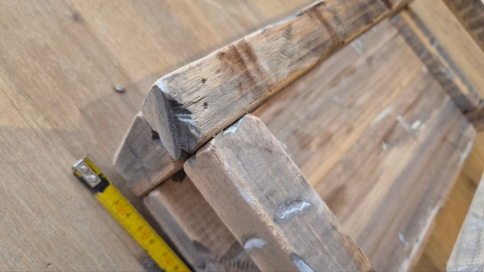 Decoratieve houten bak van gerecycled hout, Nieuw, Ophalen of Verzenden, Bruin, Vintage