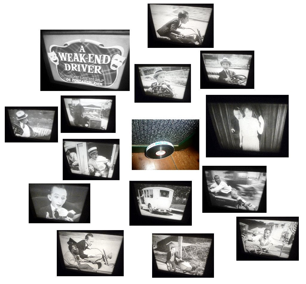 16mm Larry Semon Weakend Driver 120mtr 1922 redelijk mooi, Audio, Tv en Foto, Filmrollen, Ophalen of Verzenden, 16mm film