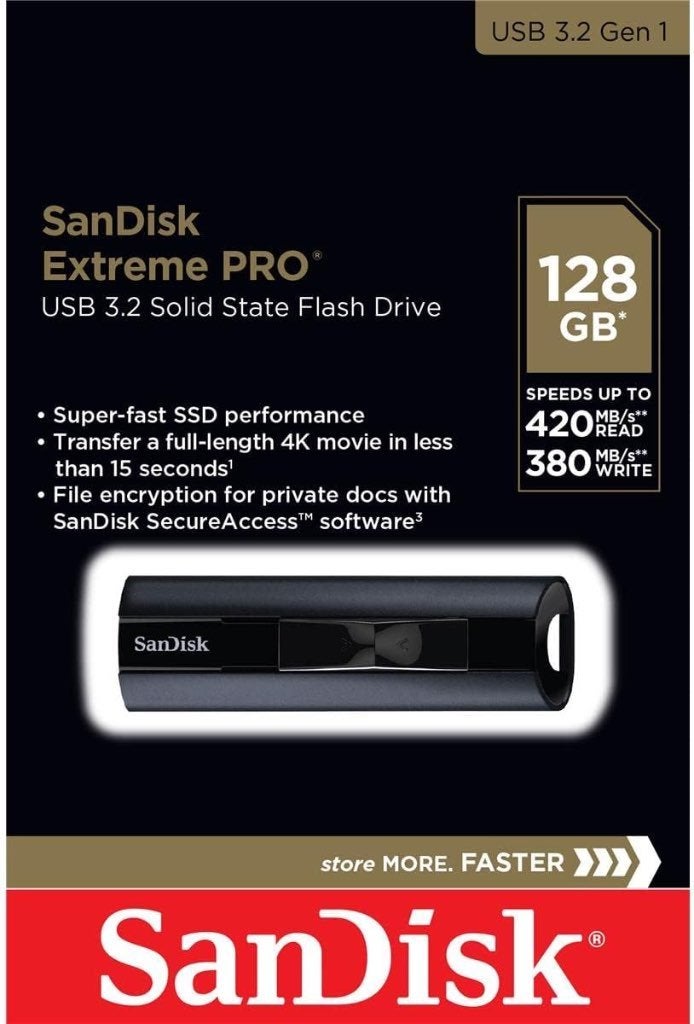 Sandisk Extreme Pro USB 3.2 - 128GB | Nieuw, Audio, Tv en Foto, Fotografie | Geheugenkaarten, Nieuw, Overige typen, 128 GB, Fotocamera