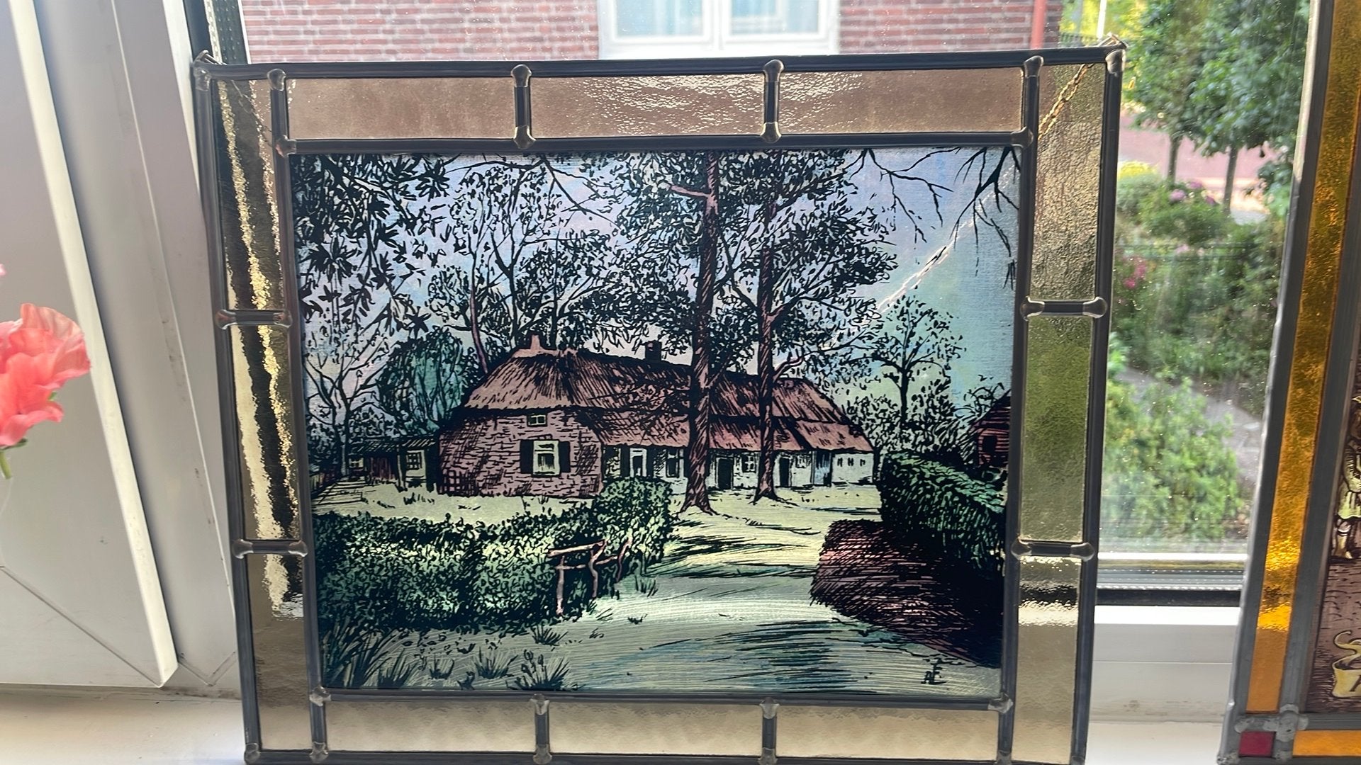 Gave glas in lood hanger van boerderij, Doe-het-zelf en Verbouw, Ophalen, Minder dan 80 cm, Glas in lood