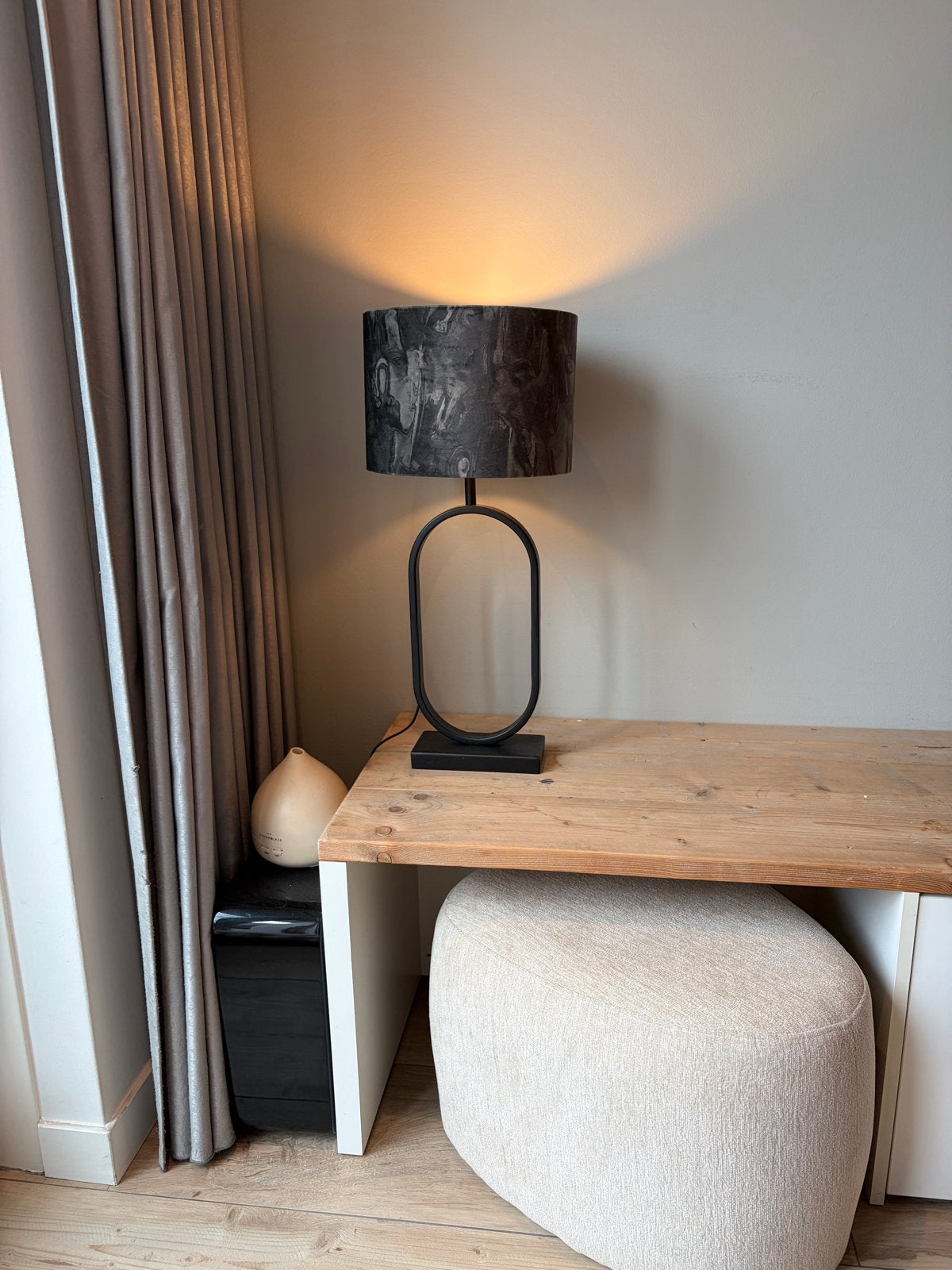 Moderne tafellamp Light & Living met marmerlook kap, Ophalen, E27 (groot), Zwart, Sfeerlamp