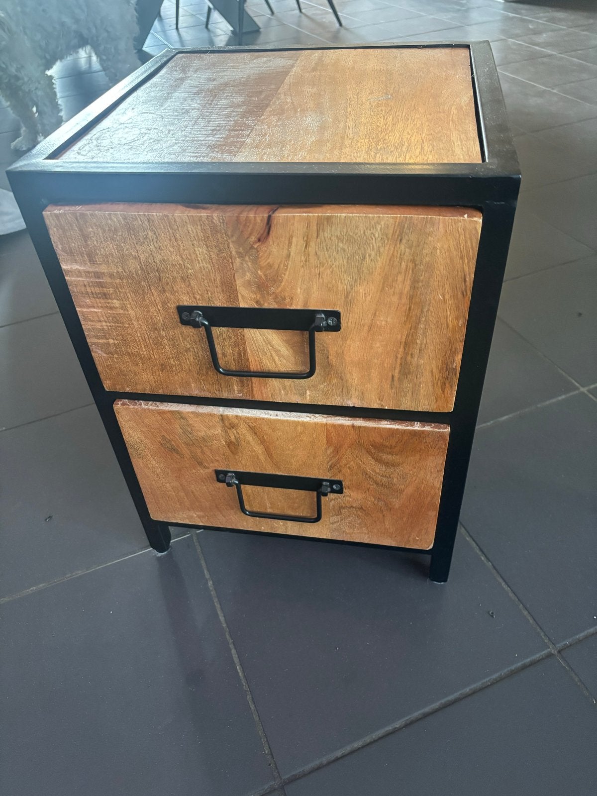 Industriële Nachtkastje / Bijzettafel met 2 Laden, Huis en Inrichting, Kasten | Ladekasten, Minder dan 50 cm, Gebruikt, 1 of 2 laden