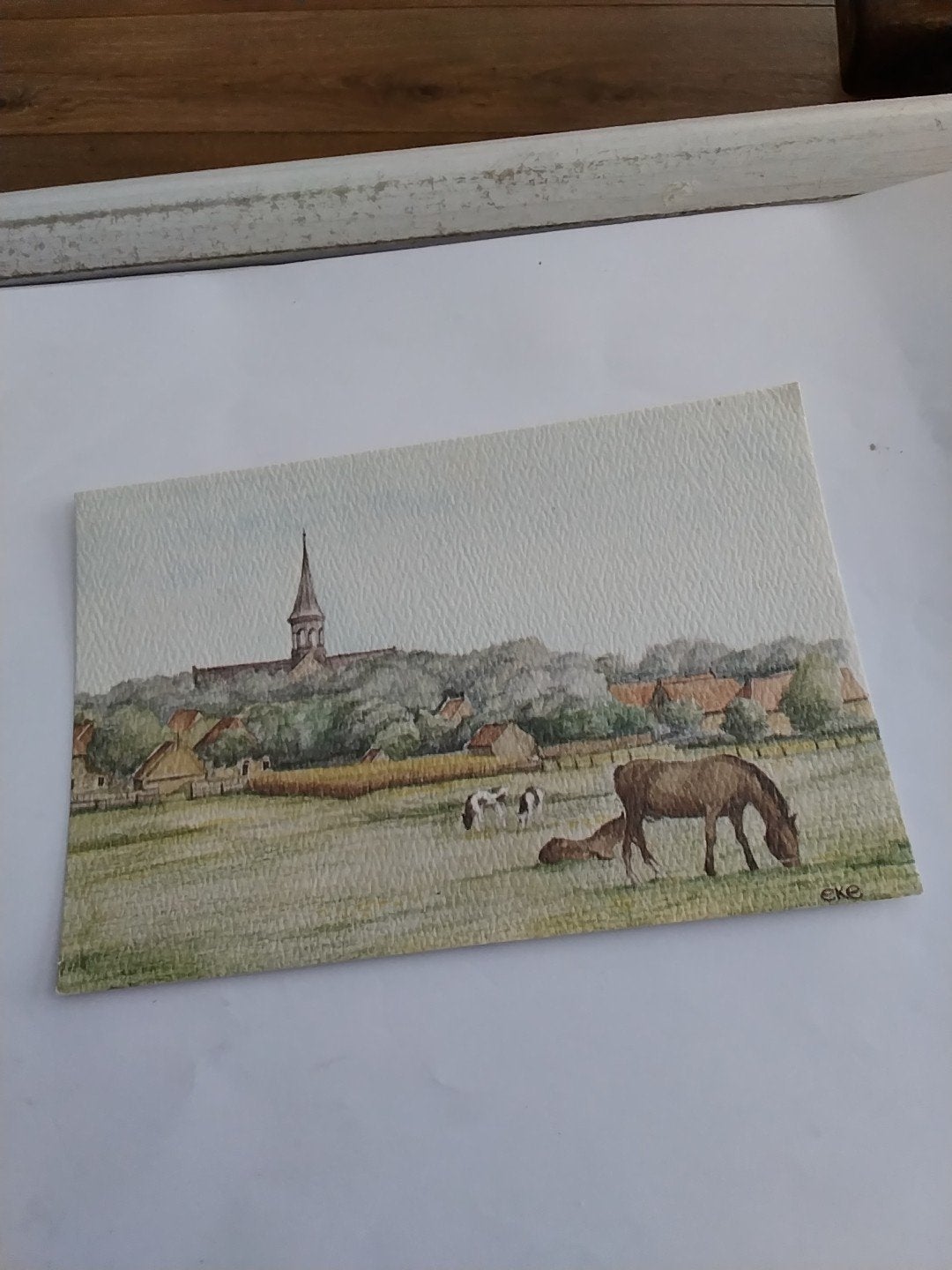 Ansichtkaart Kerk en Dorp Midsland, Terschelling Eke, Ophalen of Verzenden, 1960 tot 1980, Gelopen, Waddeneilanden