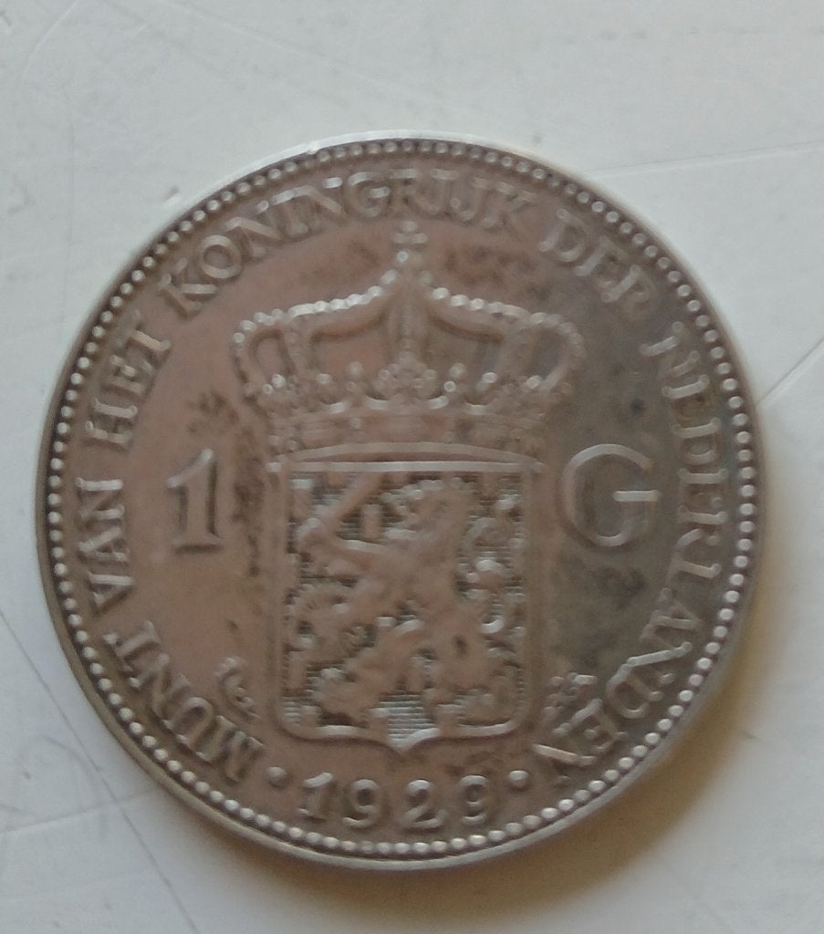 Zilveren munt 1929 1 gulden, Postzegels en Munten, 1 gulden, Zilver, Ophalen of Verzenden, Koningin Wilhelmina