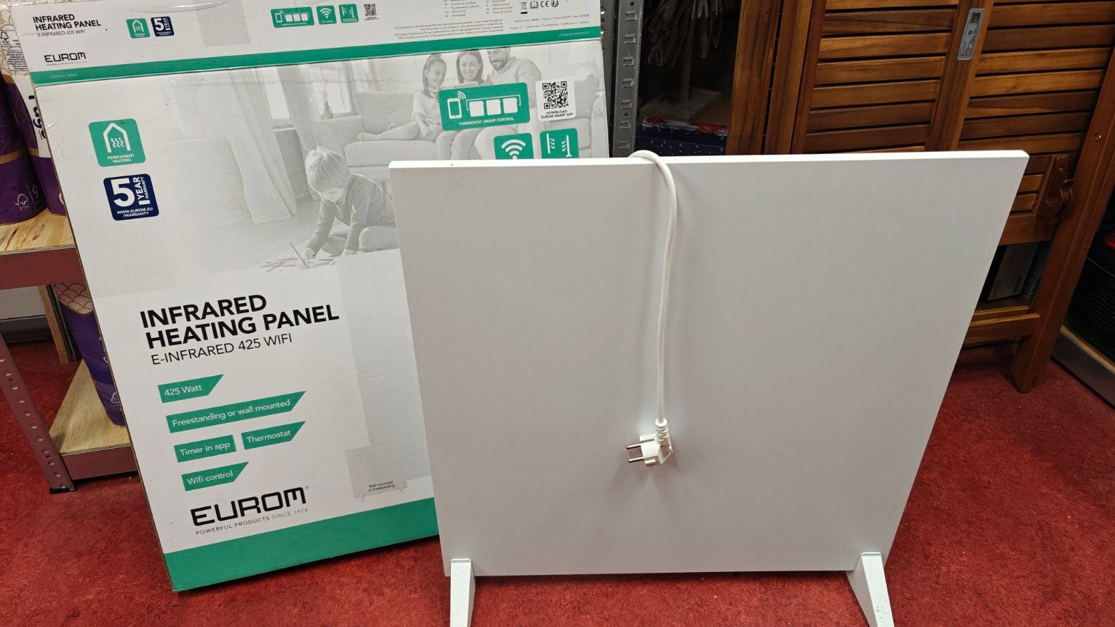 Infrarood paneel 425W met WiFi en app - Staand/muurmontage, Doe-het-zelf en Verbouw, 30 tot 80 cm, Overige typen, Ophalen of Verzenden