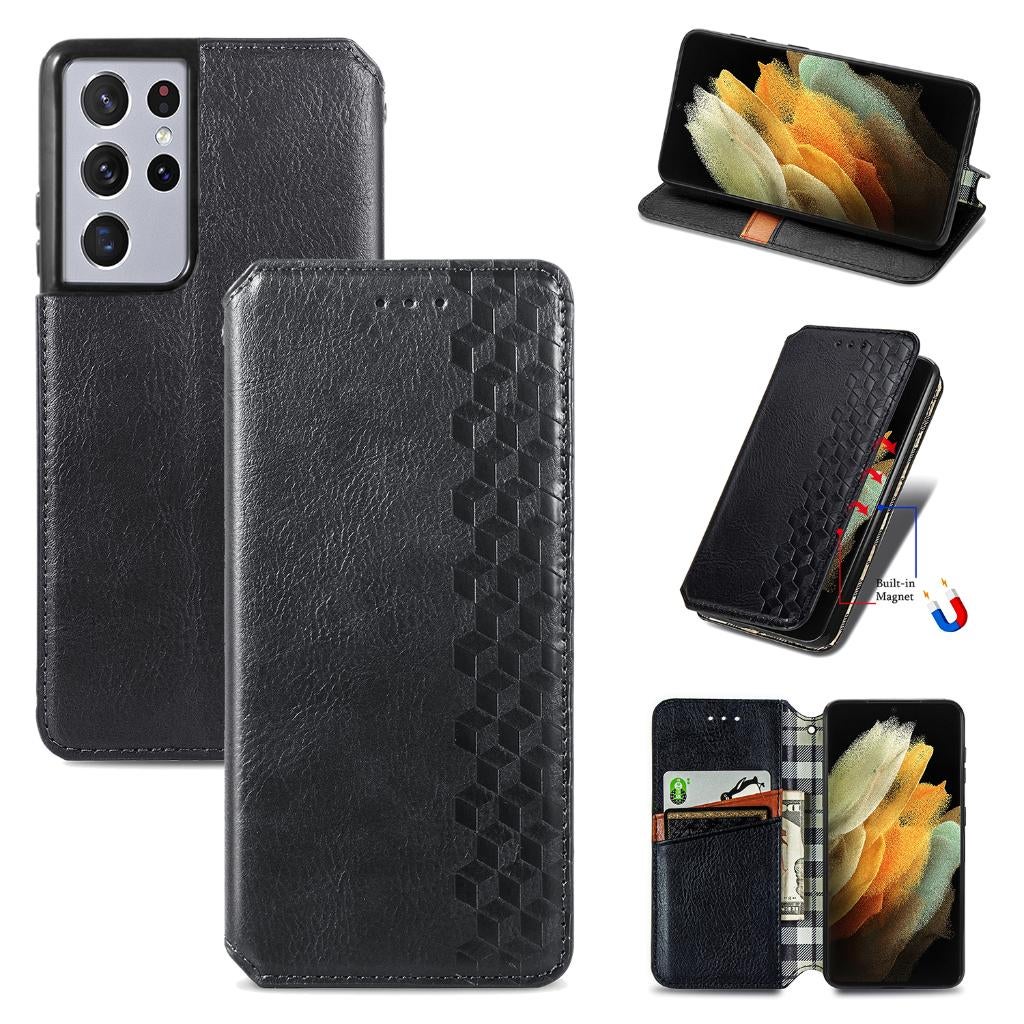 Luxe PU Lederen Wallet Case Set voor Galaxy S21 Ultra _Zwart, Verzenden, Nieuw, Hoesje of Tasje