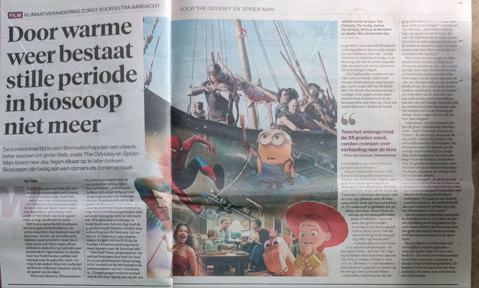 Zomervermaak in bioscoop : Toy story 5, the Odyssey, Spiderm, Ophalen of Verzenden, 1980 tot heden, Nederland, Knipsel(s)