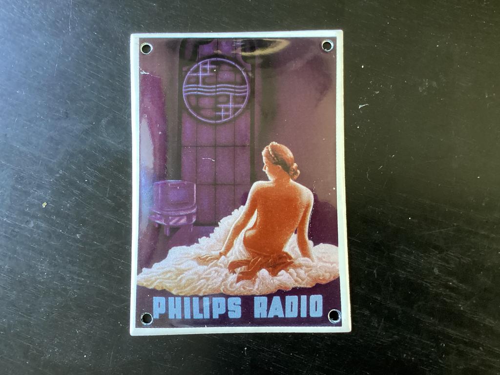 Vintage emaille PHILIPS RADIO reclame deurpostje, Antiek en Kunst, Ophalen of Verzenden