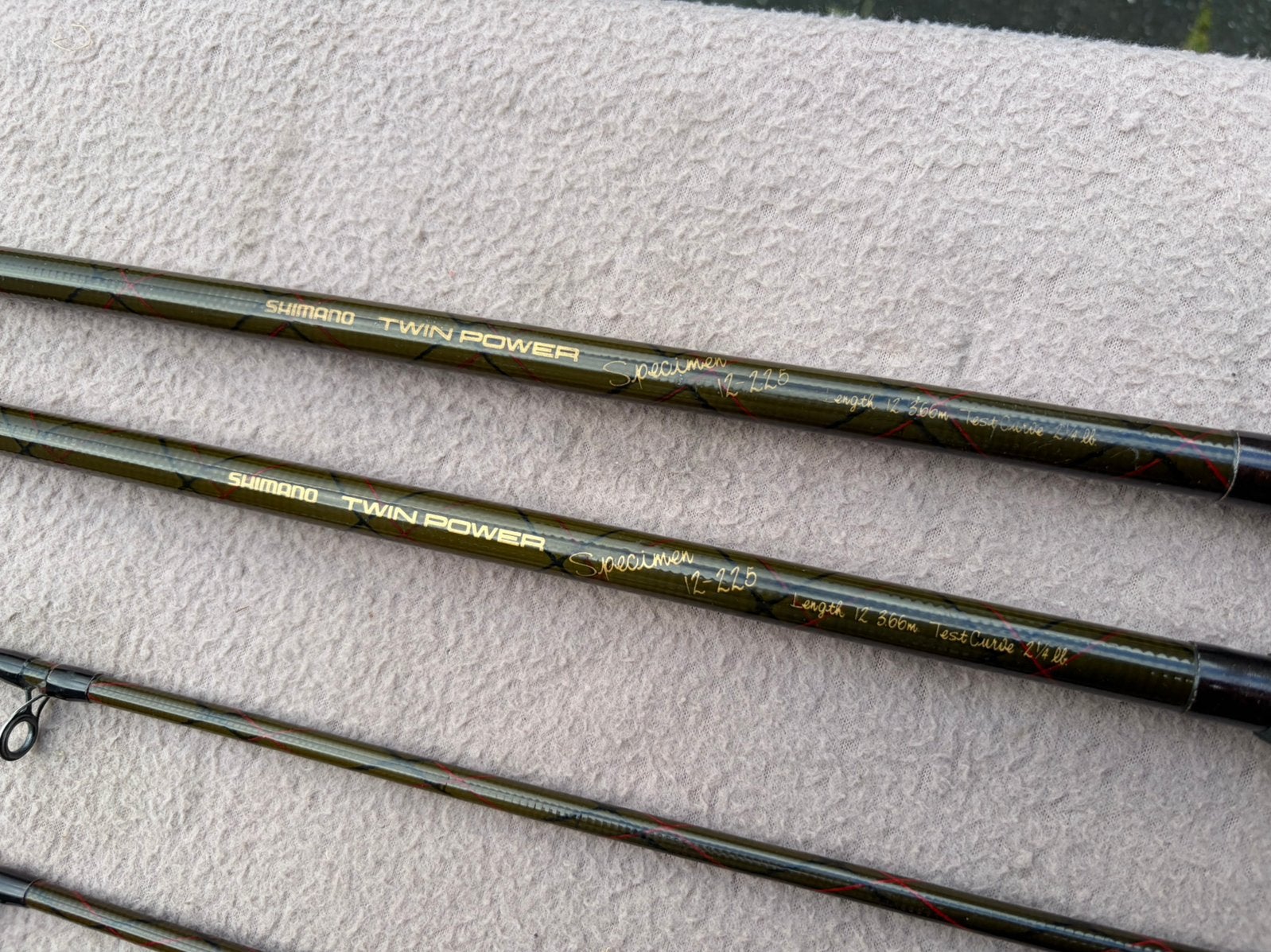 2 x shimano twinpower 12ft 2.25lbs karperhengels, Watersport en Boten, Ophalen, Gebruikt, Werphengel
