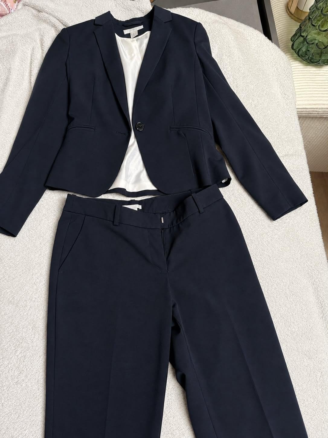 Damespak - Blazer en Pantalon, H&M, Kostuum of Pak, Blauw, Ophalen of Verzenden