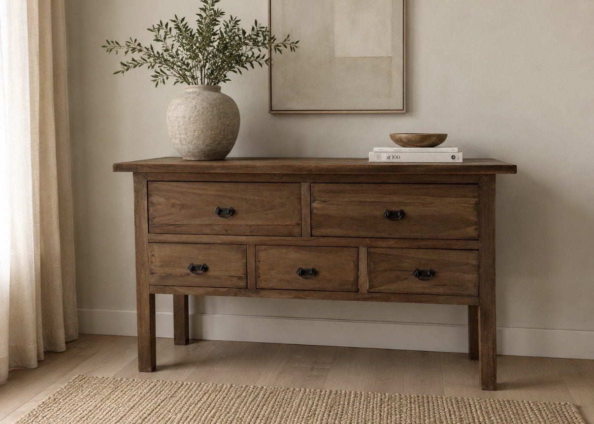 Ladekast Sidetable muurtafel gemaakt van teakhout, Ophalen, 5 laden of meer, Teakhout, Zo goed als nieuw