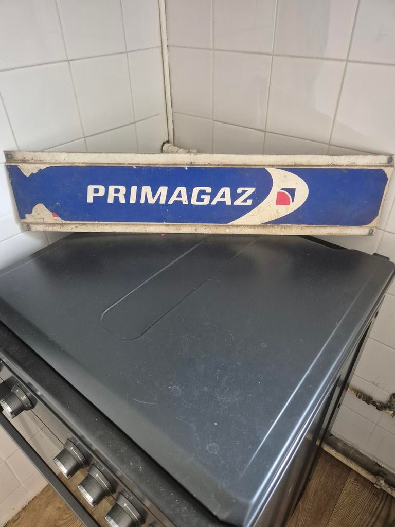 Oud aluminium Primagaz reclamebord, Verzamelen, Merken en Reclamevoorwerpen, Ophalen of Verzenden