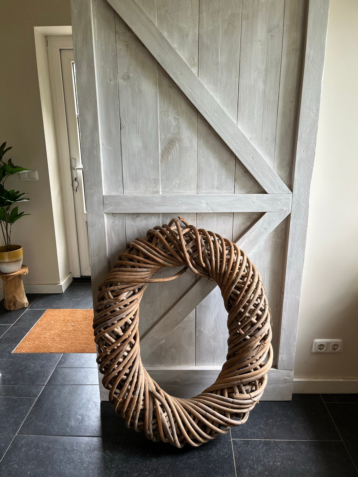 Grote brocante wilgentenen krans - 100x75 cm, Huis en Inrichting, Ophalen, Nieuw, Krans, Natuurlijk materiaal