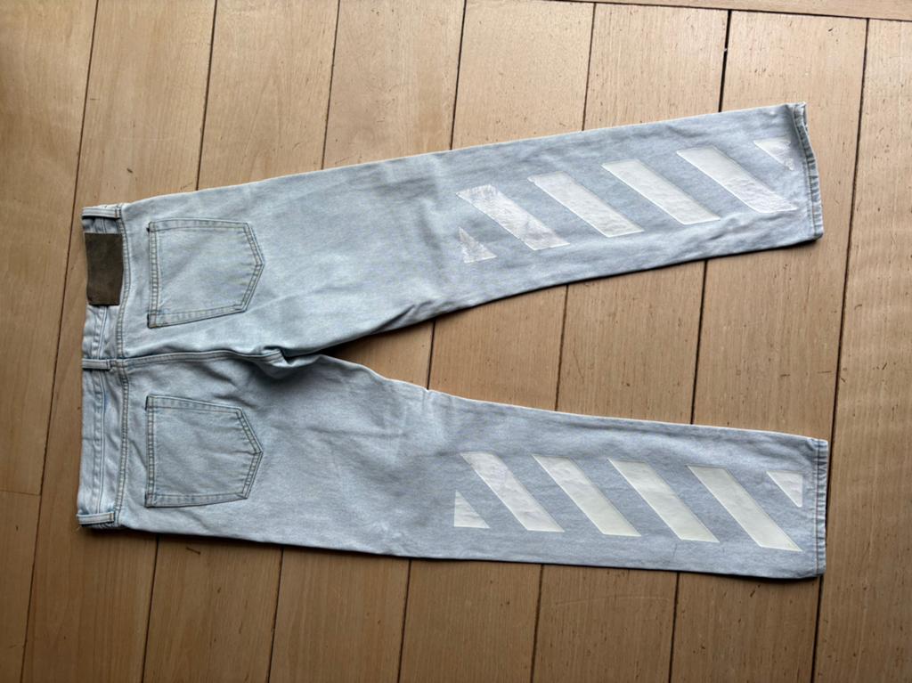 Off-White Jeans Maat 32 - Lichte Denim met Witte Strepen, Ophalen of Verzenden, Zo goed als nieuw, Blauw, W32 (confectie 46) of kleiner