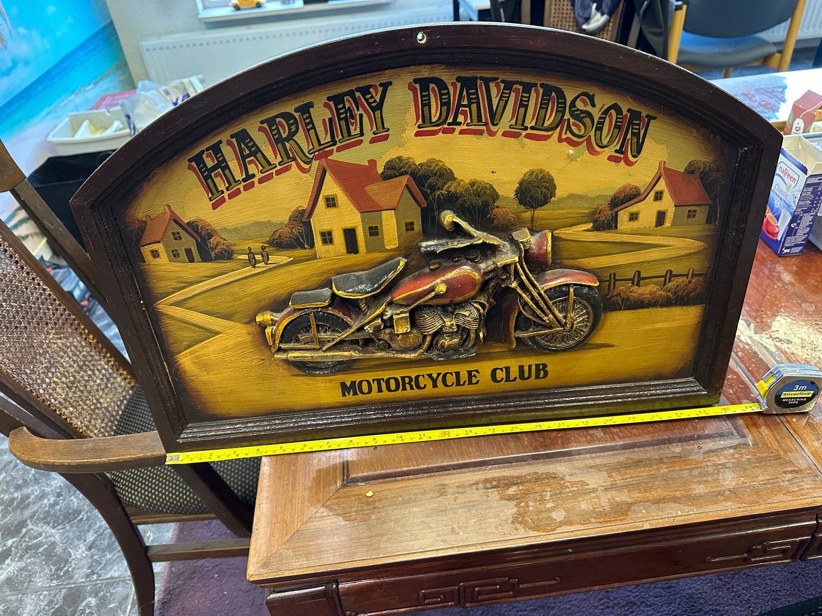 Harley Davidson Wanddecoratie - Motorcycle Club, Gebruikt, Hout, Ophalen of Verzenden, Reclamebord