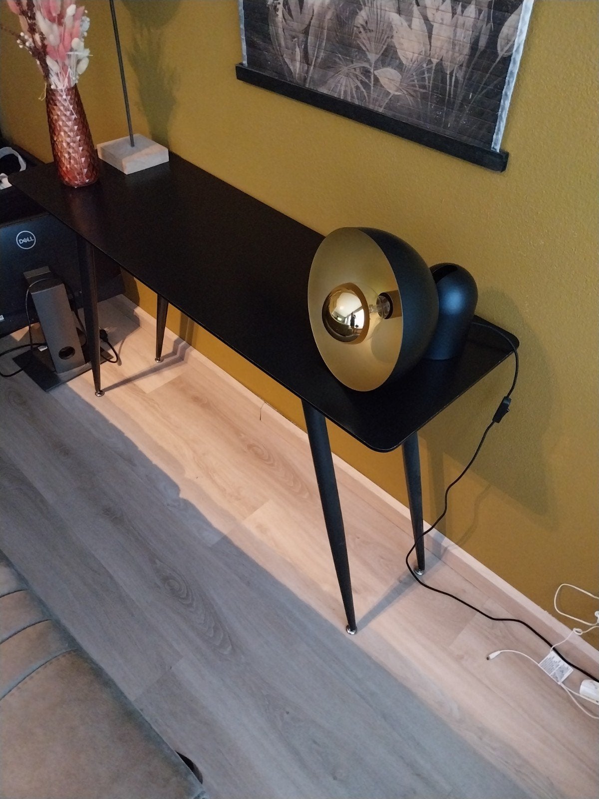 Zwarte smalle sidetable / wandtafel, Huis en Inrichting, Tafels | Eettafels, Gebruikt, Minder dan 50 cm, 100 tot 150 cm, tot twee personen