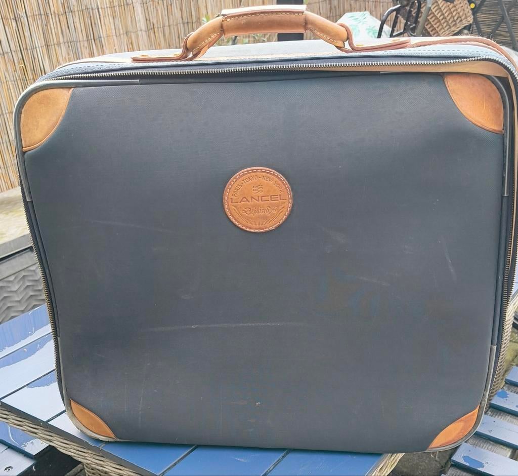 Vintage koffer Lancel paris, 30 cm of meer, Gebruikt, Bruin, Minder dan 35 cm