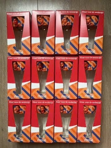 Coca Cola wk oranje glazen hele set 12 stuks +2ext zie foto, Verzamelen, Ophalen of Verzenden, Nieuw