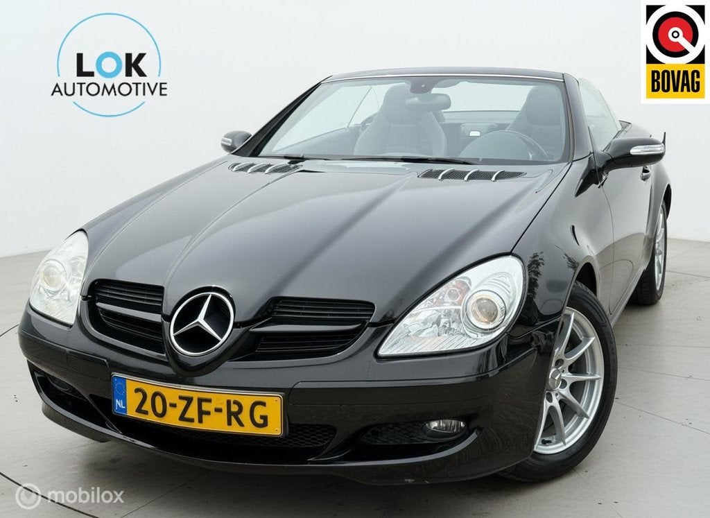 Mercedes SLK-klasse 200 K. CABRIO LEDER|AUTOMAAT|, Auto's, Mercedes-Benz, Automaat, Achterwielaandrijving, Gebruikt, Zwart