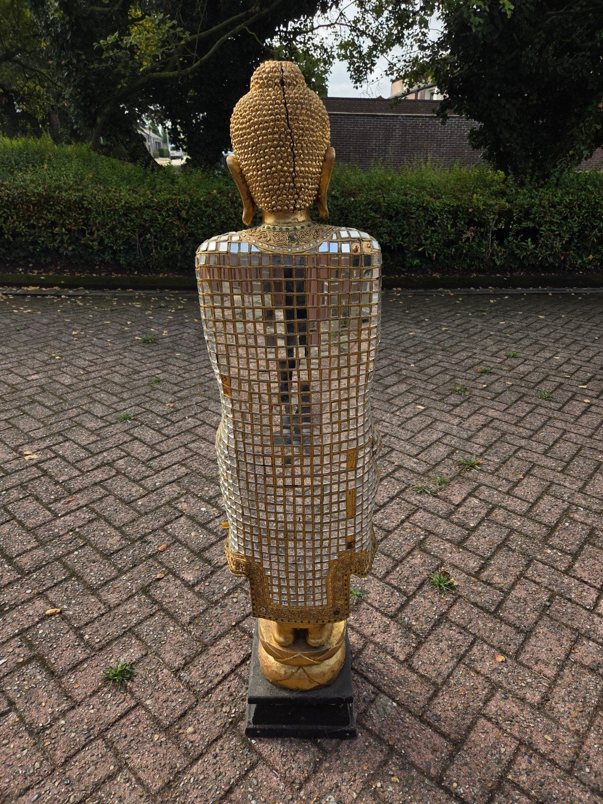 Gouden Boeddha beeld met mozaïek - 100 cm hoog, Ophalen